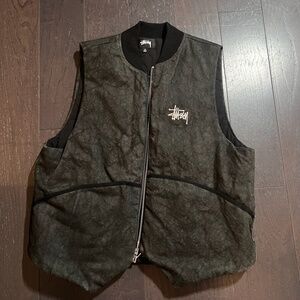 RARE STUSSY WASHED CANVAS PRIMALOFT VEST Small Black & Dark Gray HTF